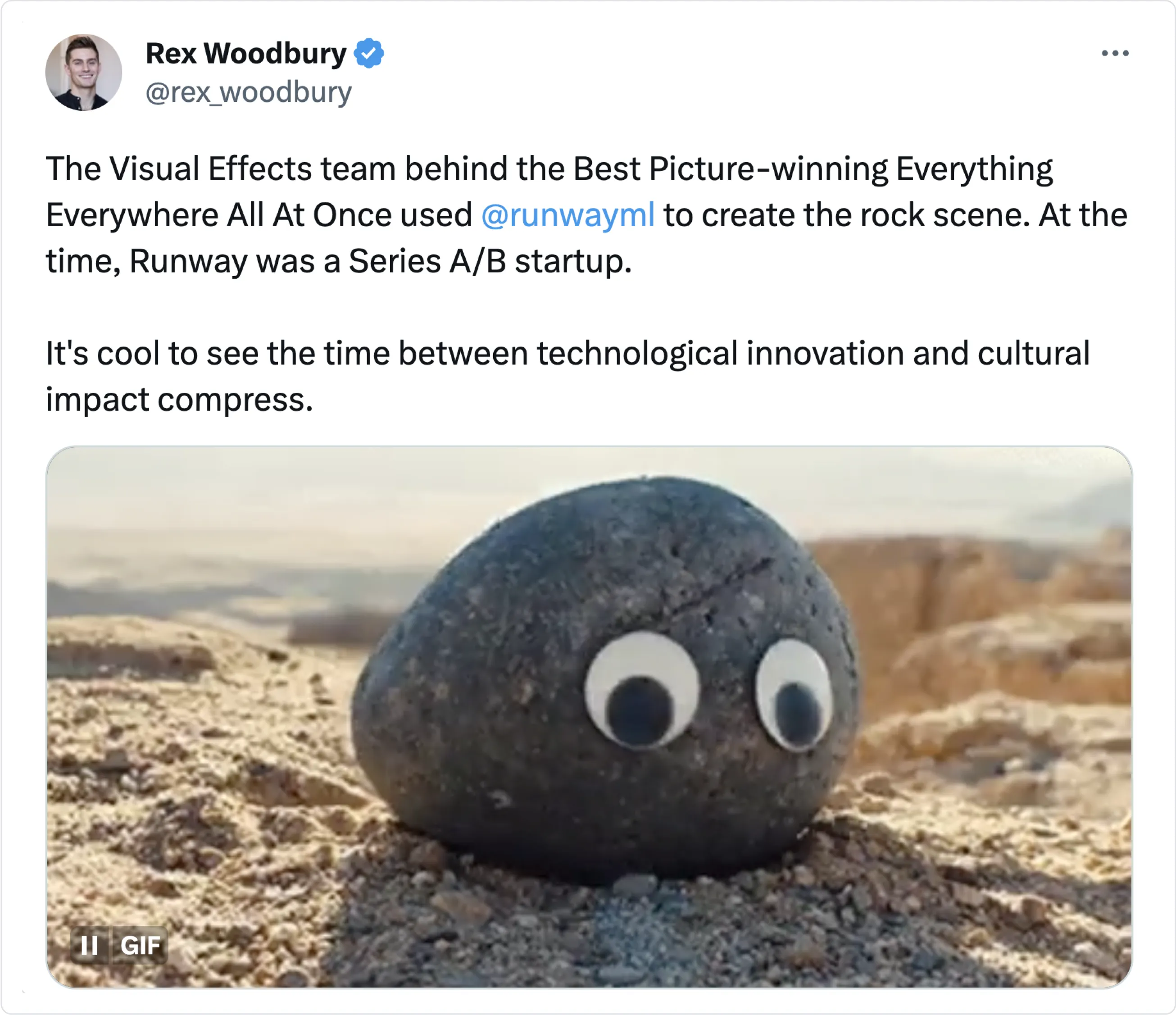 tweet on ai used in vfx by film Everything everywhere all at once